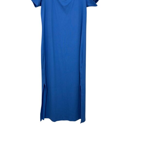 Old Navy Womens Blue Short Sleeve Fitted Midi Dress SZ XL Stretchy Comfort - Picture 11 of 13